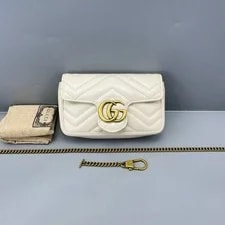 Gucci — Gucci GG Marmont Mini Chain White Gold Crossbody 17cm — Handbag — resale