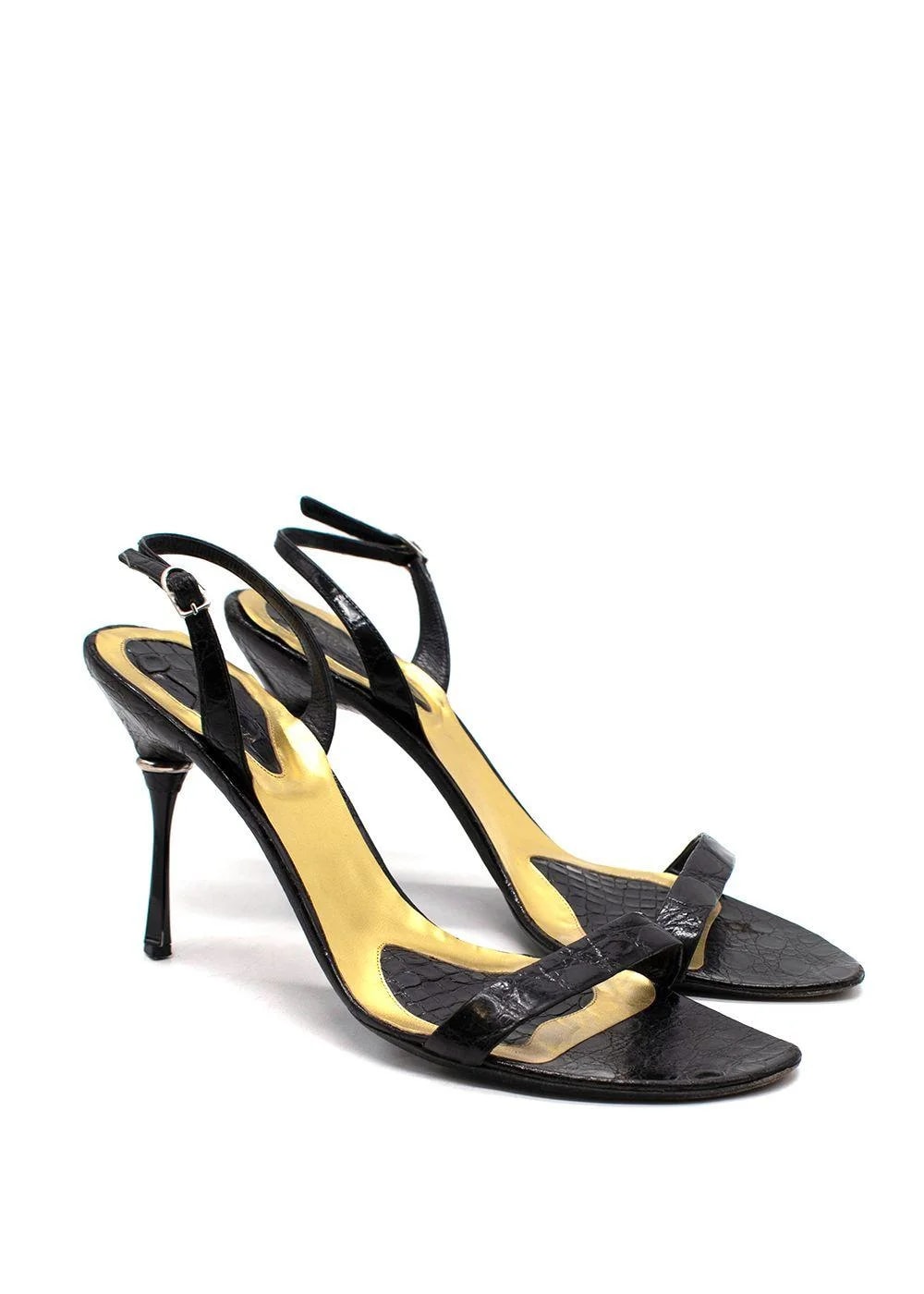 Bottega Veneta — Bottega Veneta Embossed Ankle Strap — Designer Shoe — resale