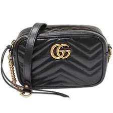 Gucci — Gucci Calf GG Marmont Chain Mini 448065 Dtd1t 1000 Bl One — Handbag — resale