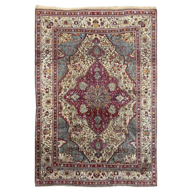 Damoka Collection Antique Silk Kashan Mohtasham Size 6 ft 8 in x 4 ft 6 in — Furniture — resale