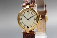 [N ] Cartier Must Vendome Vermeil 590003 30mm Ivory Qz 2