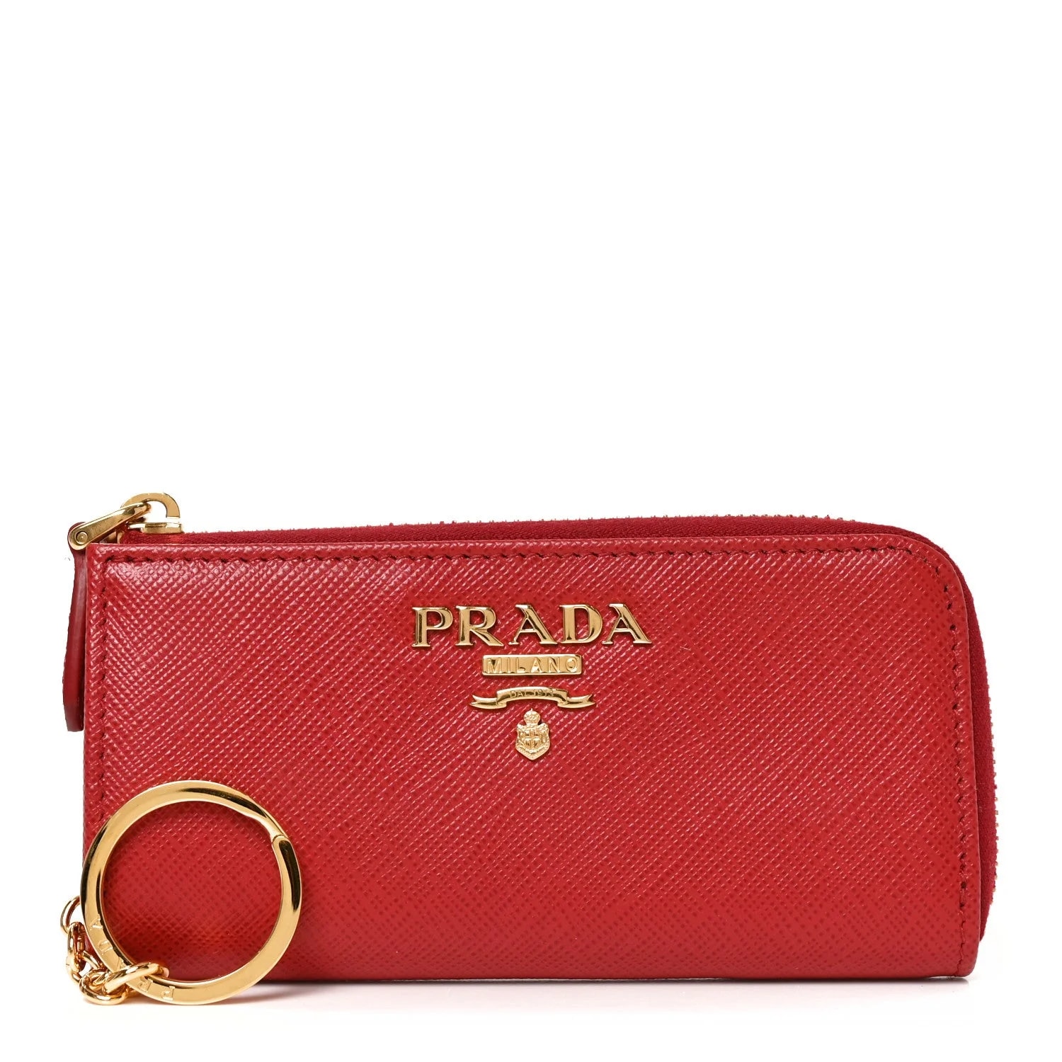 Prada — Metal Zip Around Key Holder Fuoco — Accessory — resale