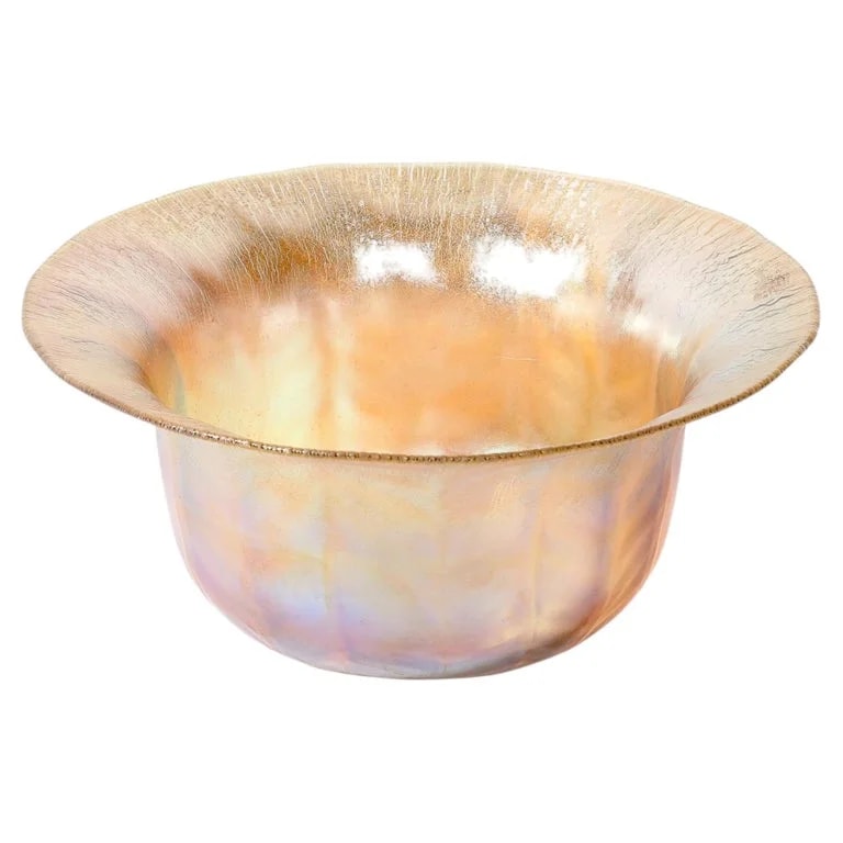 Tiffany & Co. — Art Nouveau Iridescent Yellow Blue Favrile Glass Bowl Signed L.C. Tiffany & Co — decorative_object — resale