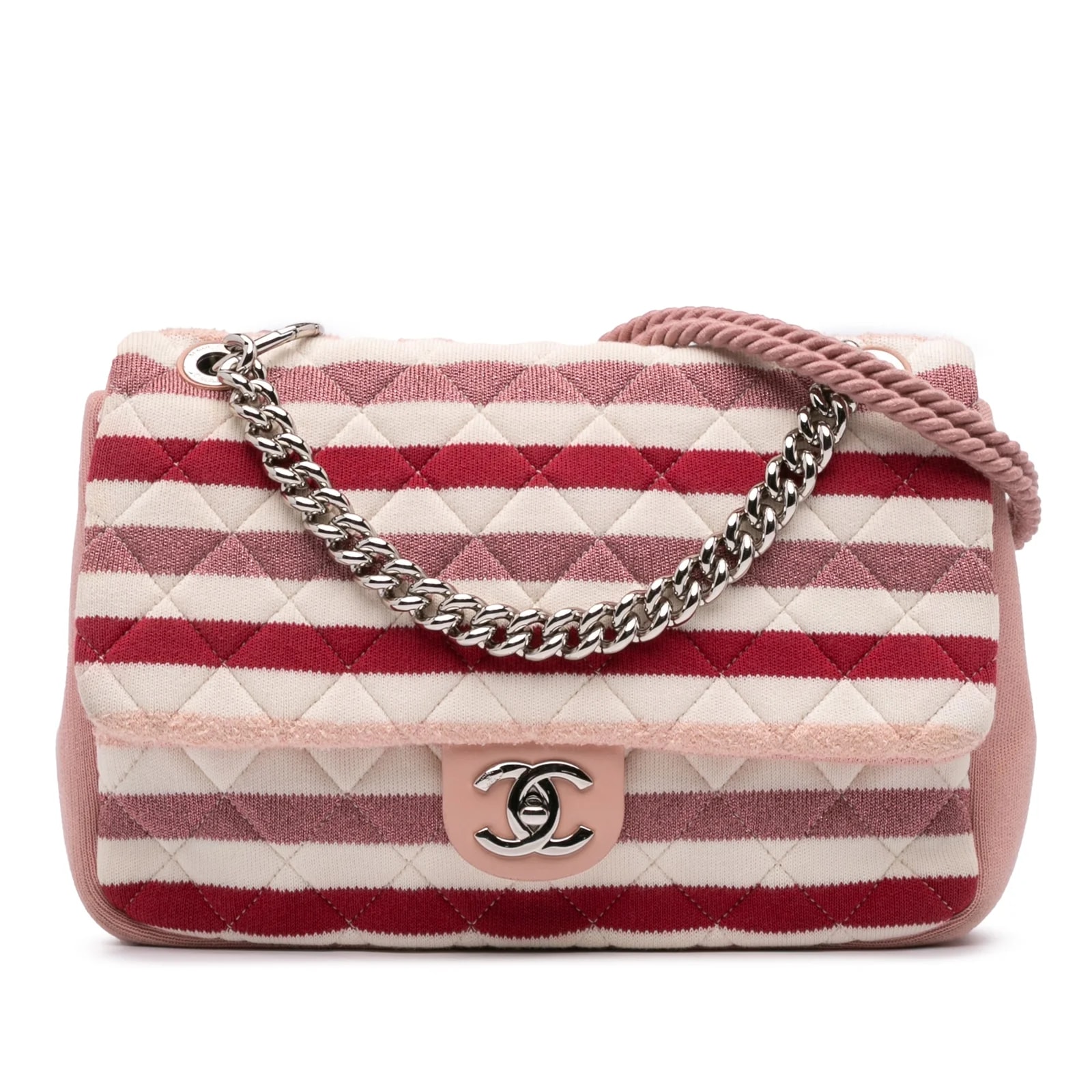 Chanel — Stripe Felt and Rope Flap — Handbag — resale