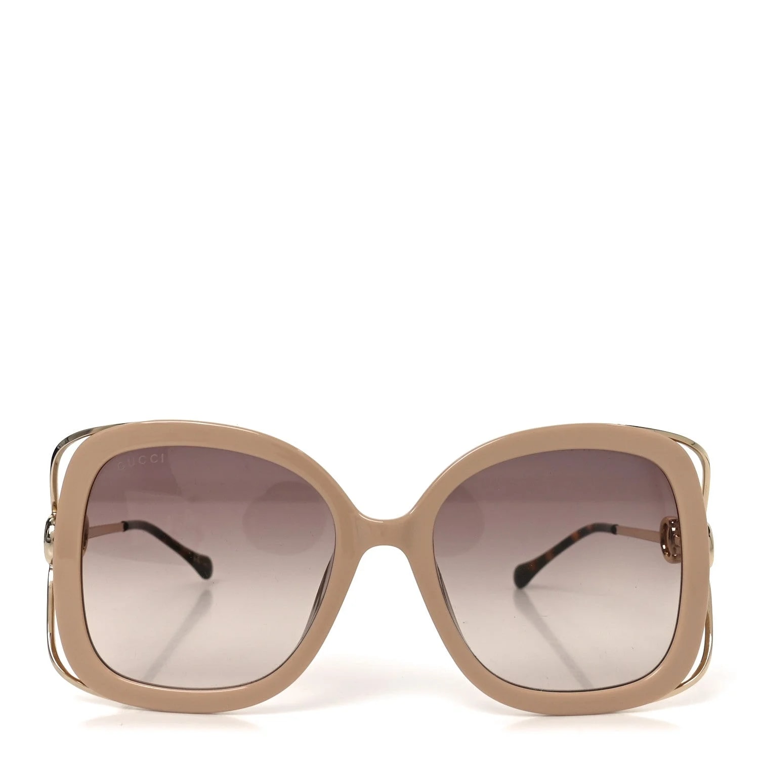 Acetate Horsebit Square Frame Sunglasses GG1021S Tortoise 2