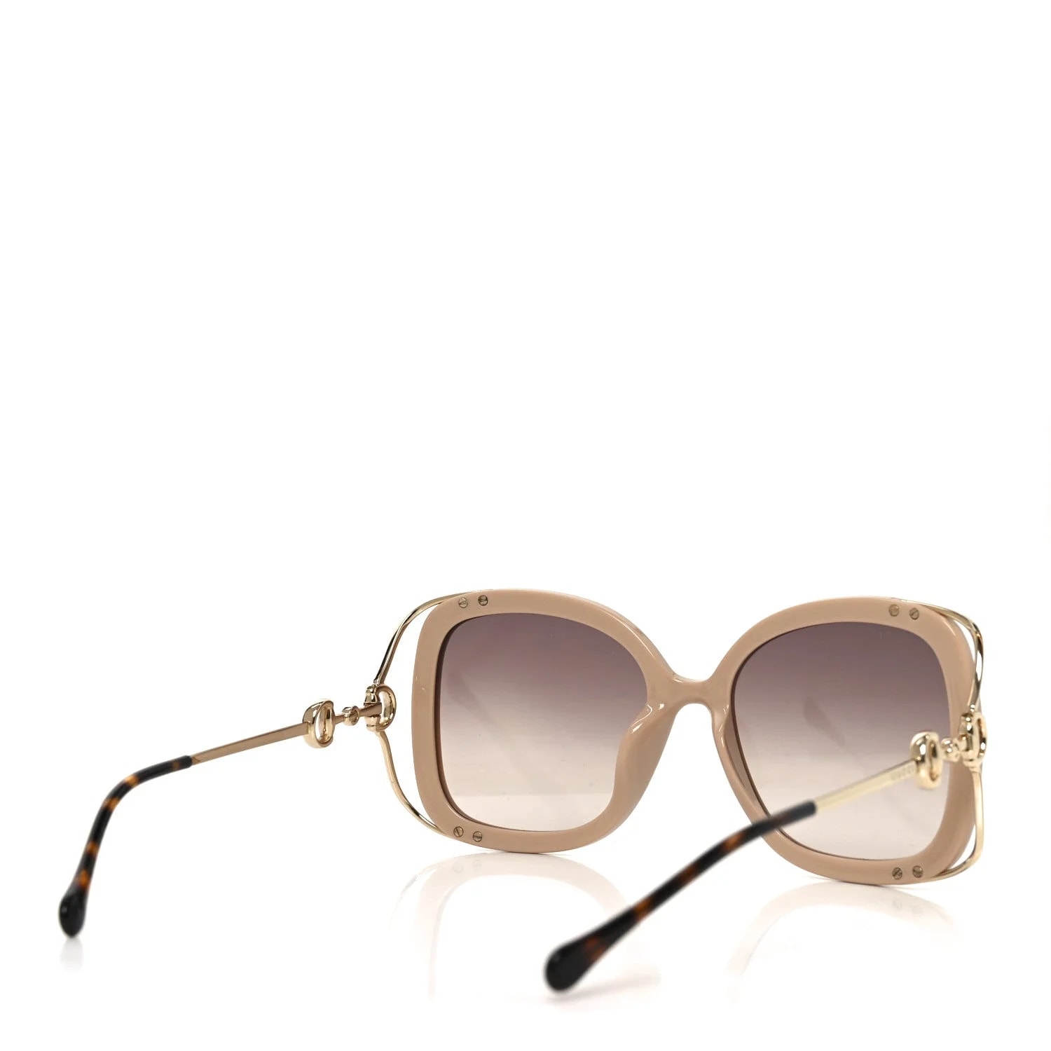 Acetate Horsebit Square Frame Sunglasses GG1021S Tortoise 4
