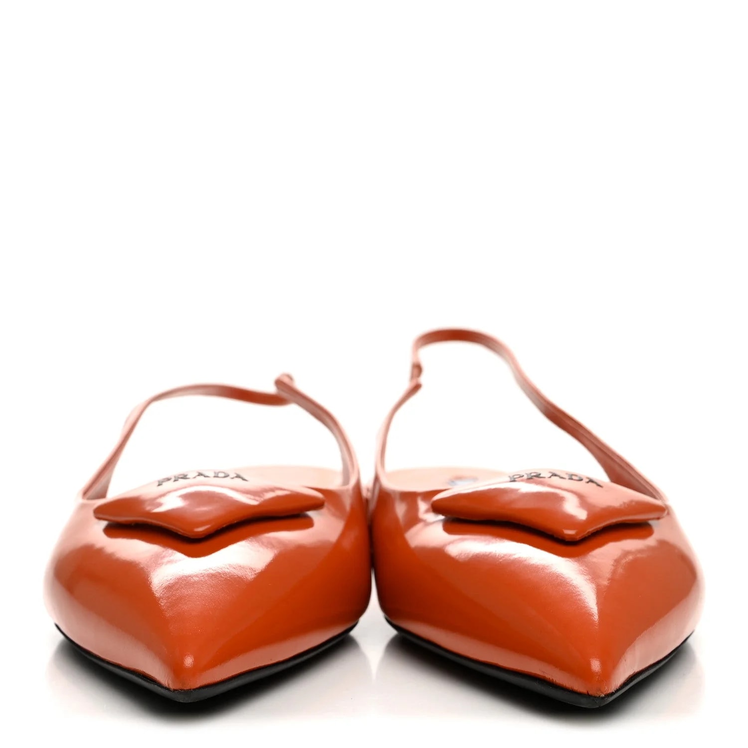 Spazzolato Padded Triangle Logo Pointed Toe Slingback 40 Papaya 3
