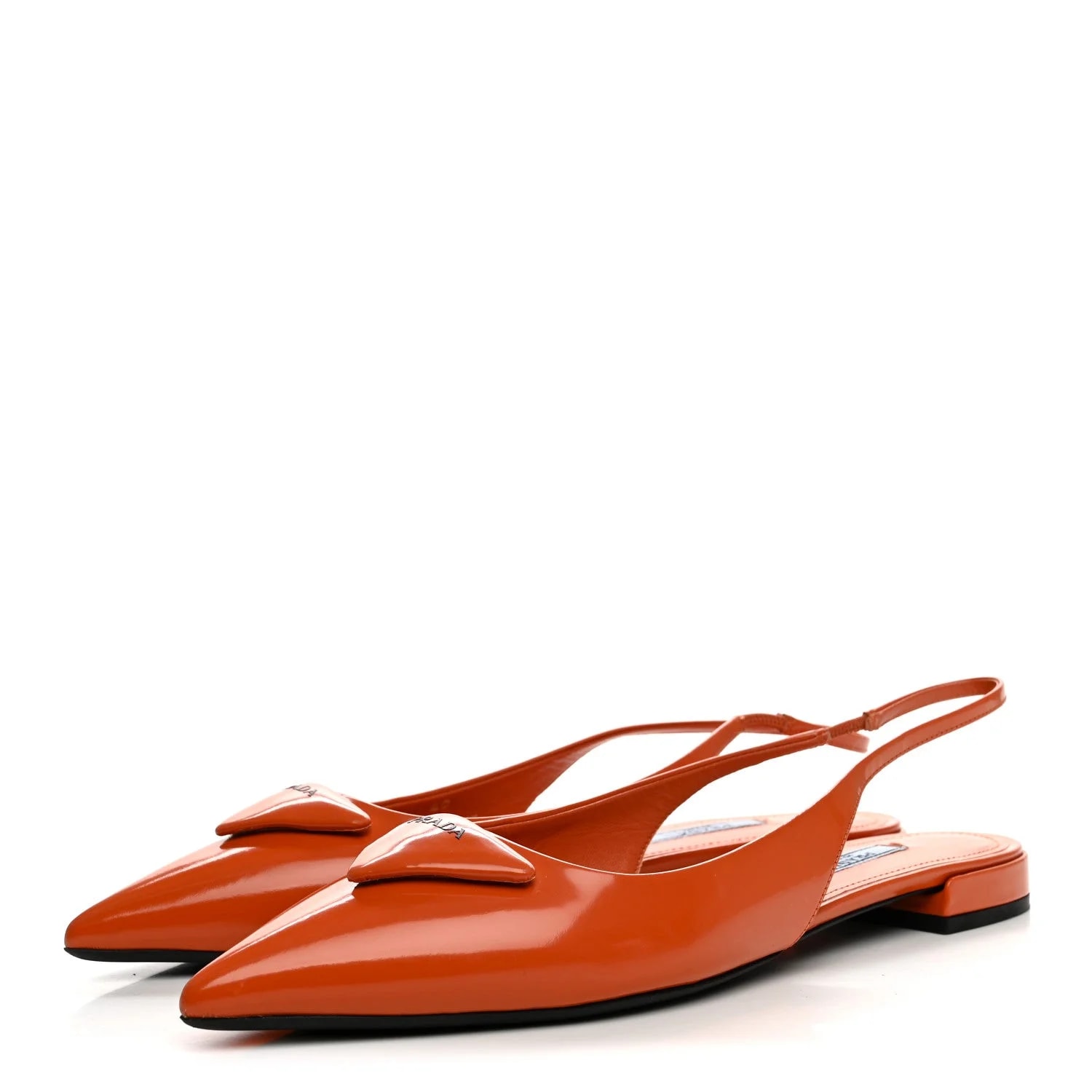 Spazzolato Padded Triangle Logo Pointed Toe Slingback 40 Papaya 4