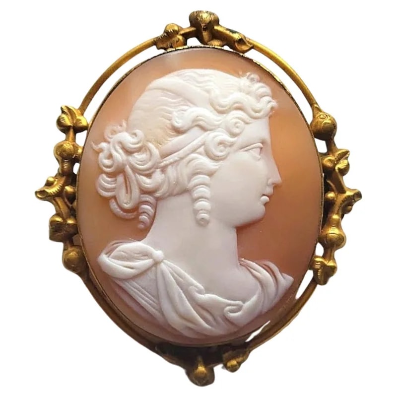 Antique Victorian Shell Cameo Brooch, Italy, Mid 19th Century — Jewelry — resale