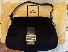 Fendi — Fendi Mamma Baguette . Fabric With Original Dust — Handbag — resale