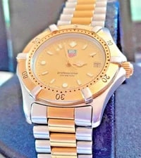 TAG Heuer 2000 Professional 18k G P & Steel Sport. 1990's, Nice 3