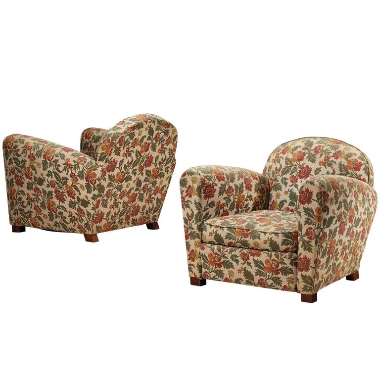 Pair of Mid-Century Lounge in Floral Upholstery — Furniture — resale