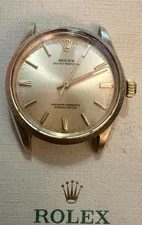 Rolex — Rolex Oyster Perpetual 14K Yellow Gold 34mm Champagne Gold Dial Faille Bezel! — Watch — resale