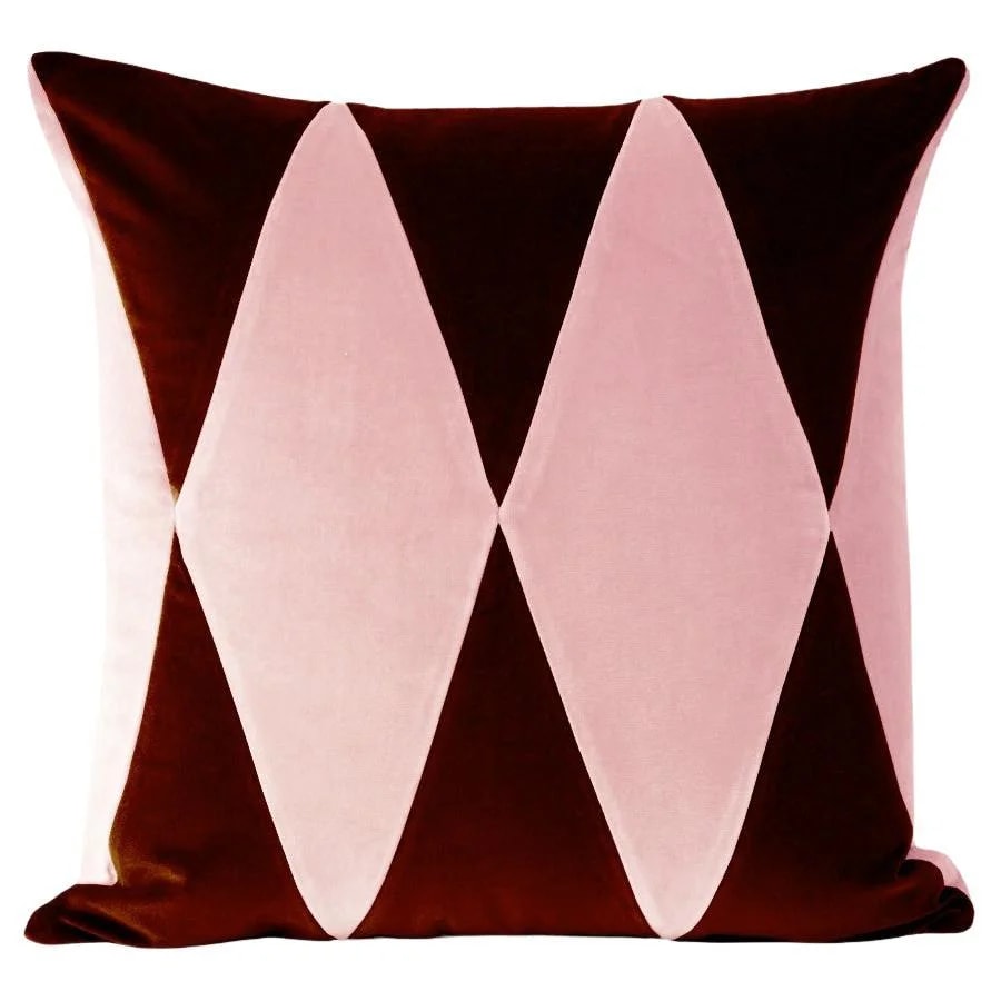 Rubelita Burgundy and Pink Velvet Deluxe Handmade Decorative Pillow — decorative_object — resale