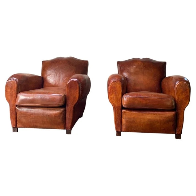 A Superb Pair of French Club Havana Moustache Models Circa 1950’s — Furniture — resale