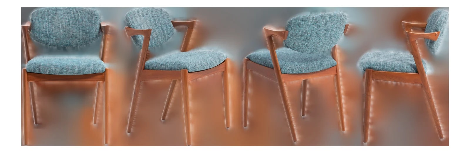 Kai Kristiansen — Kai Kristiansen Model 42 Dining Denmark 1960s Knoll Fabric A Set of 4 — Furniture — resale