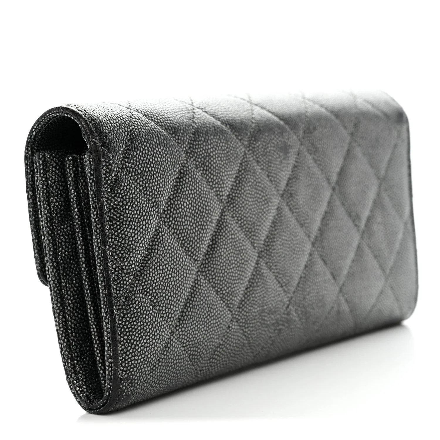 Metallic Large Golden Class Gusset Flap Wallet Dark 3