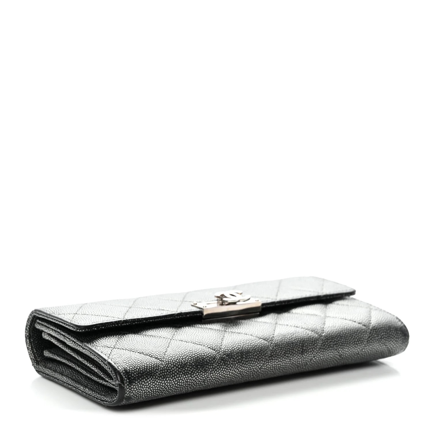 Metallic Large Golden Class Gusset Flap Wallet Dark 4