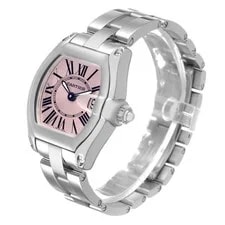 Cartier Roadster Small Pink Roman Dial Steel W62017V3 4