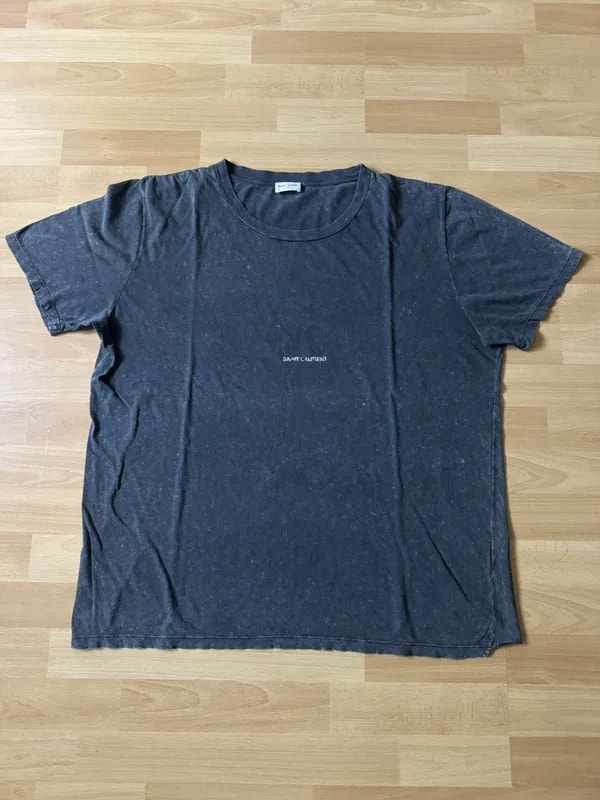 Saint Laurent — Saint Laurent Logo Tshirt Washed Distressed — streetwear — resale