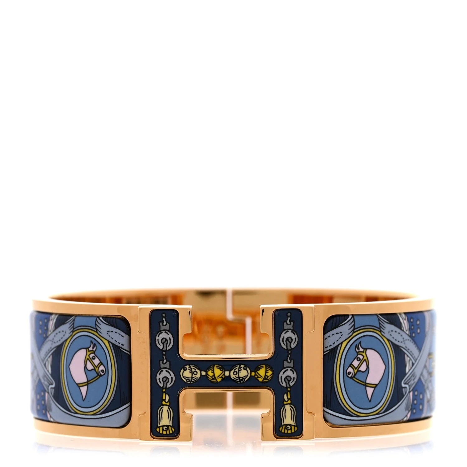 Hermès — Enamel Printed Wide Bouquets Selliers Clic Clac H Ecume — Jewelry — resale