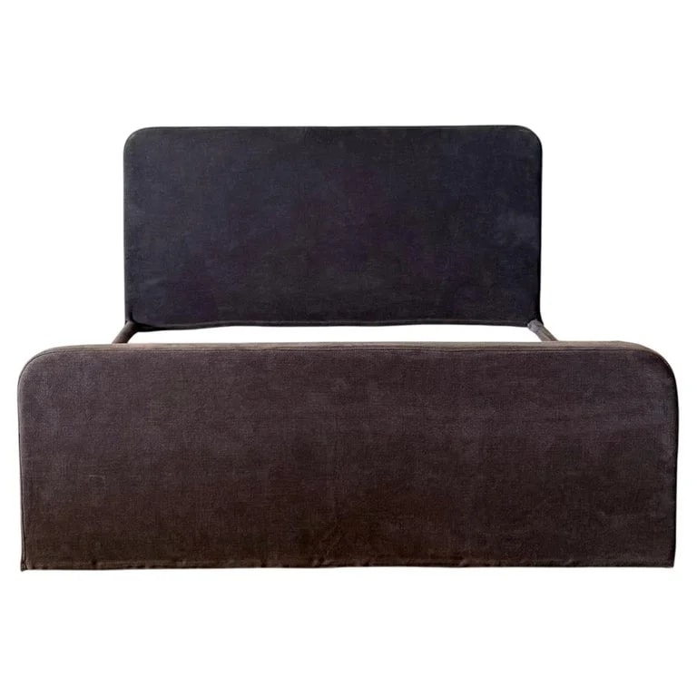 Bloom Home Inc — King Size Belgian Linen Slip Covered Bed in Cafe Noir — Furniture — resale