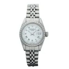 Rolex — Rolex Oyster Perpetual Date 69240 Steel 26mm White Roman Dial Auto — Watch — resale