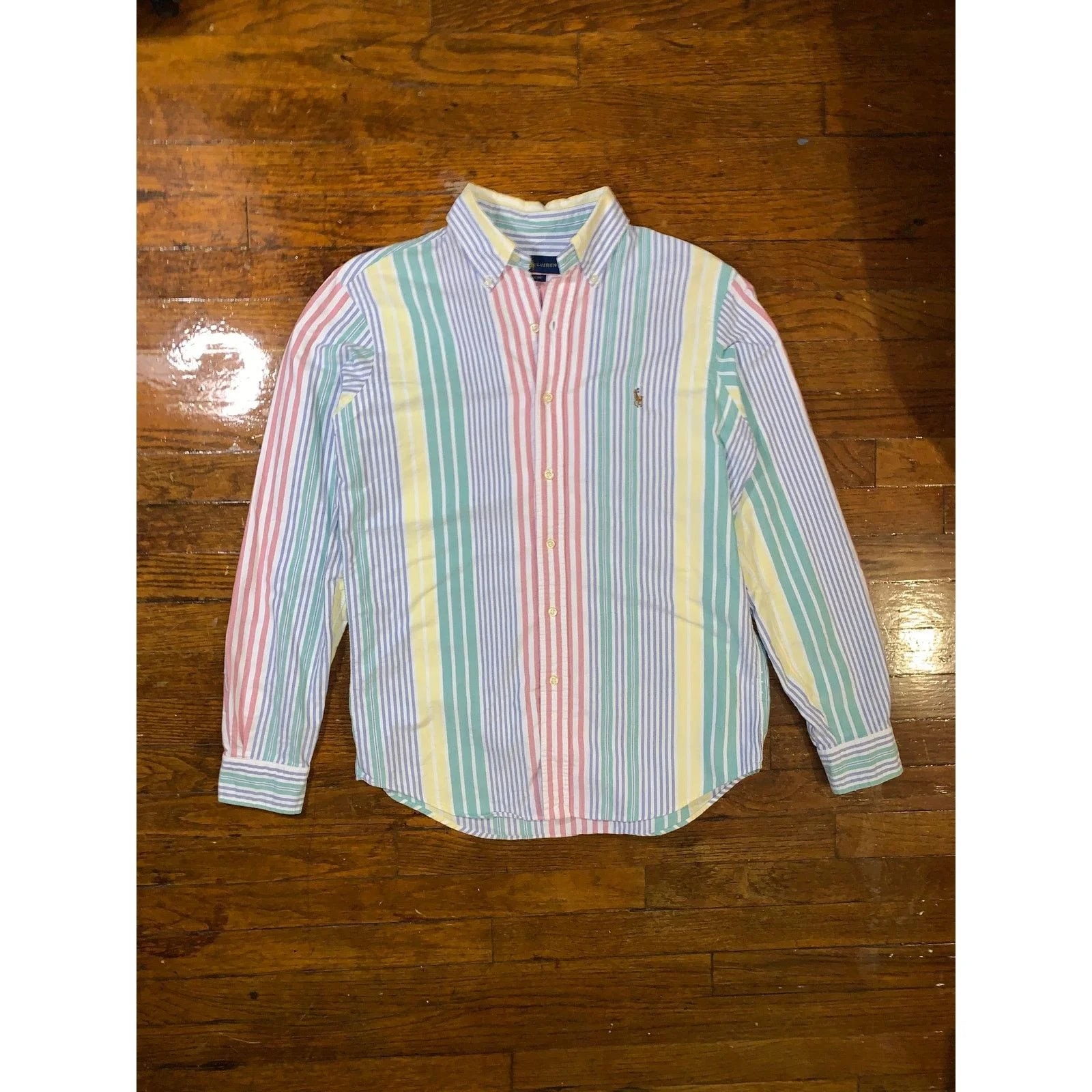 Polo Ralph Lauren — Vtg Polo Ralph Lauren Pastel Stripe Shirt Small Prep — streetwear — resale