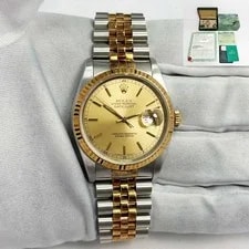 Rolex — 1992 Rolex Datejust 16233 36MM Champagne Jubilee Two-Tone 18K Yg Box Paper — Watch — resale