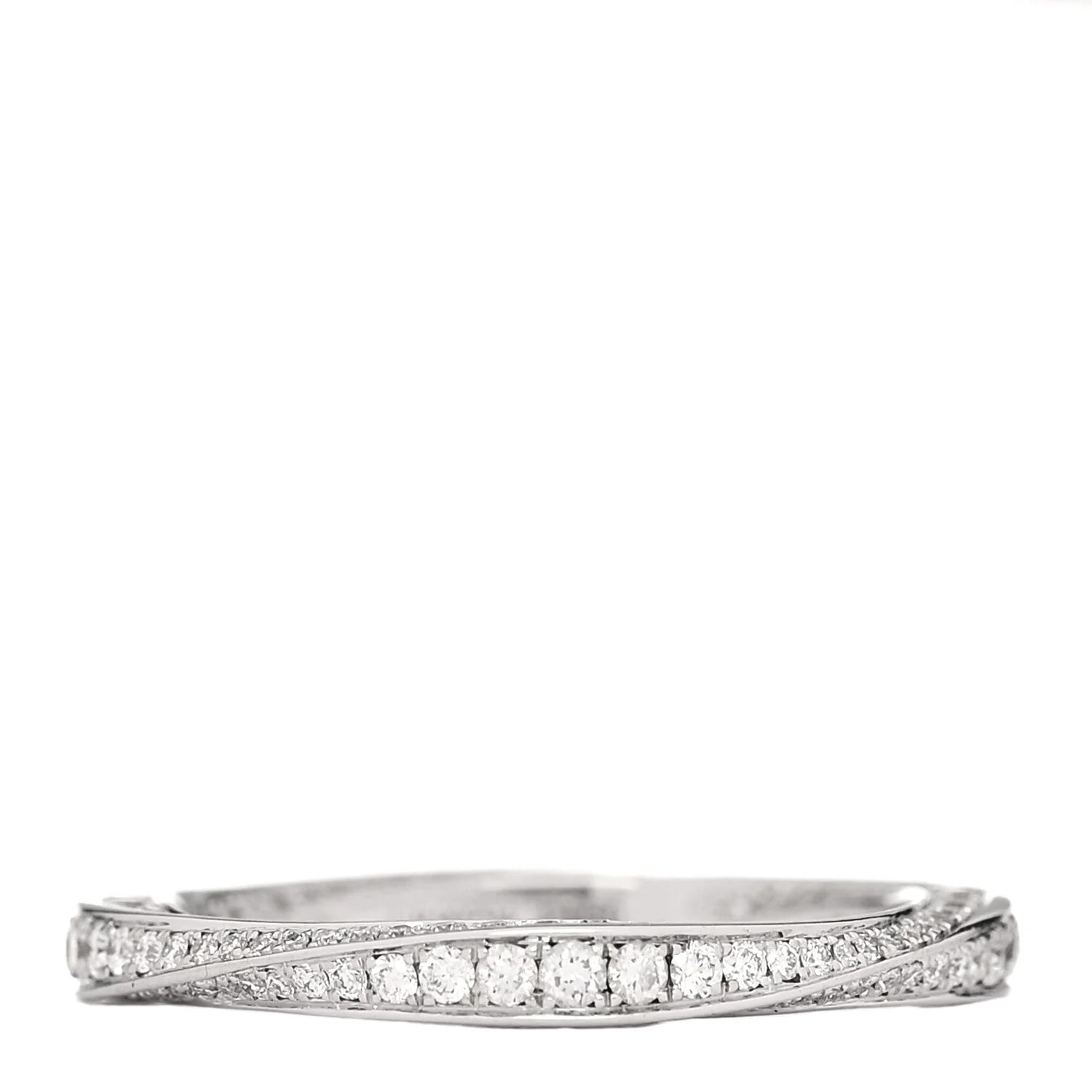 Graff — 18K White Gold Spiral Pave Band 50 5.5 — Jewelry — resale