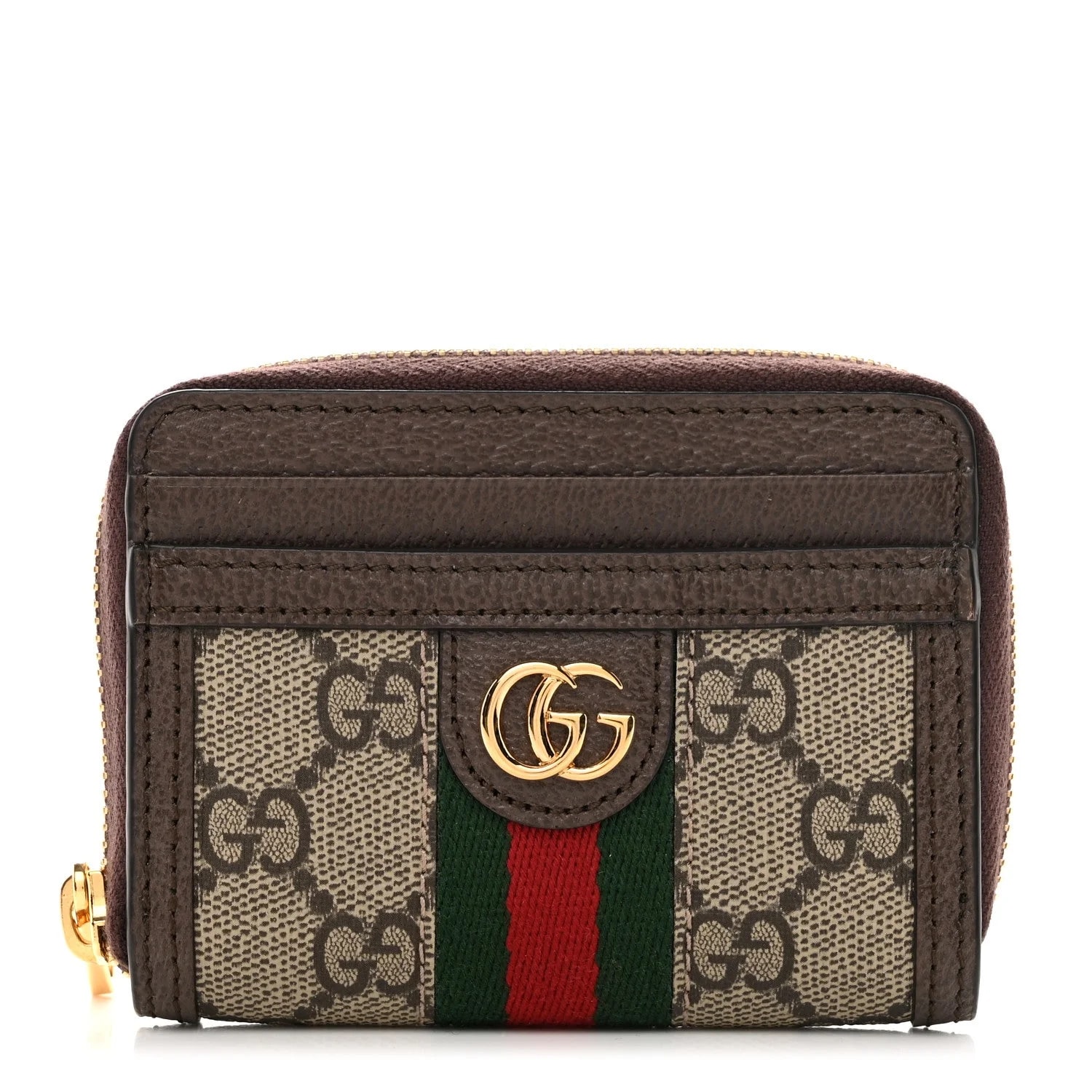 Gucci — Textured Dollar Web Ophidia Zip Around Card Case Wallet New Acero — Accessory — resale