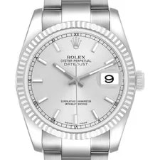 Rolex — Rolex Datejust Steel White Gold Silver Diamond Dial 116234 — Watch — resale