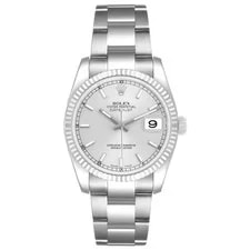 Rolex Datejust Steel White Gold Silver Diamond Dial 116234 2