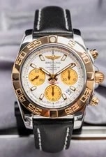 Breitling Chronomat 41 Mm Rose Gold Silver Dial B01 Leather Chronograph 2