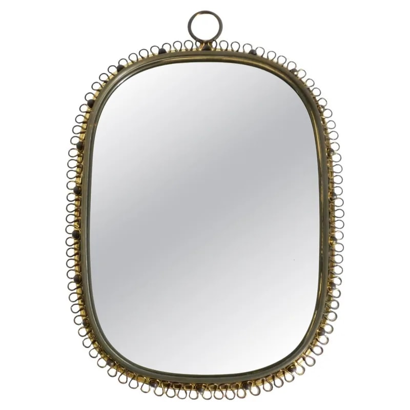 Beautiful Mid-Century Brass Wall Mirror by Josef Frank for Svenskt Tenn, Sweden — decorative_object — resale
