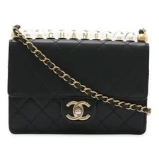 Chanel — Chanel Matelass Coco Mark Clear Chain Flap Goat Skin Blac — Handbag — resale