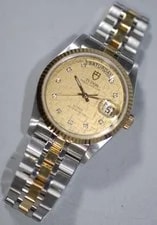 Tudor Prince Date-Day 76213 Solid 18K Gold Bezel & Gold Links W Diamonds 4