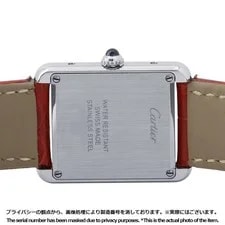 Cartier Tank W5200000 Stainless Steel / Leather 24.4mm Quartz 2000 #TZW1120 3