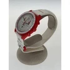 Omega Mission To Mars Quartz Analog Leather WHT RED SS 2