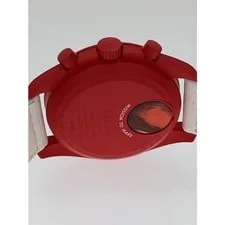Omega Mission To Mars Quartz Analog Leather WHT RED SS 3