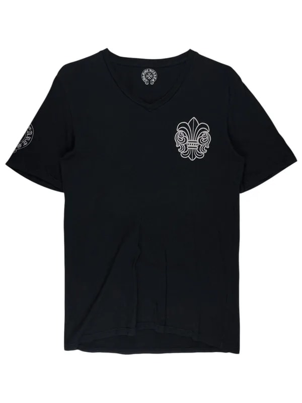 Chrome Hearts — Hearts Fleur Horseshoe Logo V Neck Tshirt — streetwear — resale