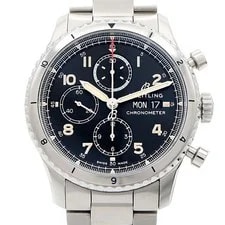 Breitling Aviator 8 Chronograph 43 A13316 Day Date 100m Water Resistant Black SS