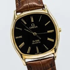 **Near ** Omega de Ville Cal.1336 Qz Push Gold×Black Roman 33mm 3