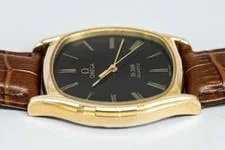 **Near ** Omega de Ville Cal.1336 Qz Push Gold×Black Roman 33mm 4