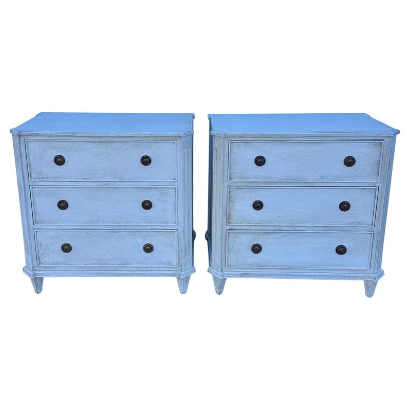 Pair of Swedish Gustavian Style Painted Chest of Drawers Bureau 2