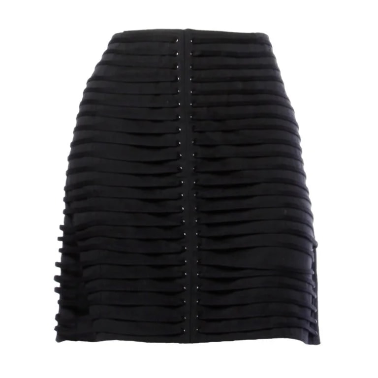 Krizia — Y2K Krizia 3D Avant Garde Rivet / Shoestring Striped Mini Skirt — Clothing — resale
