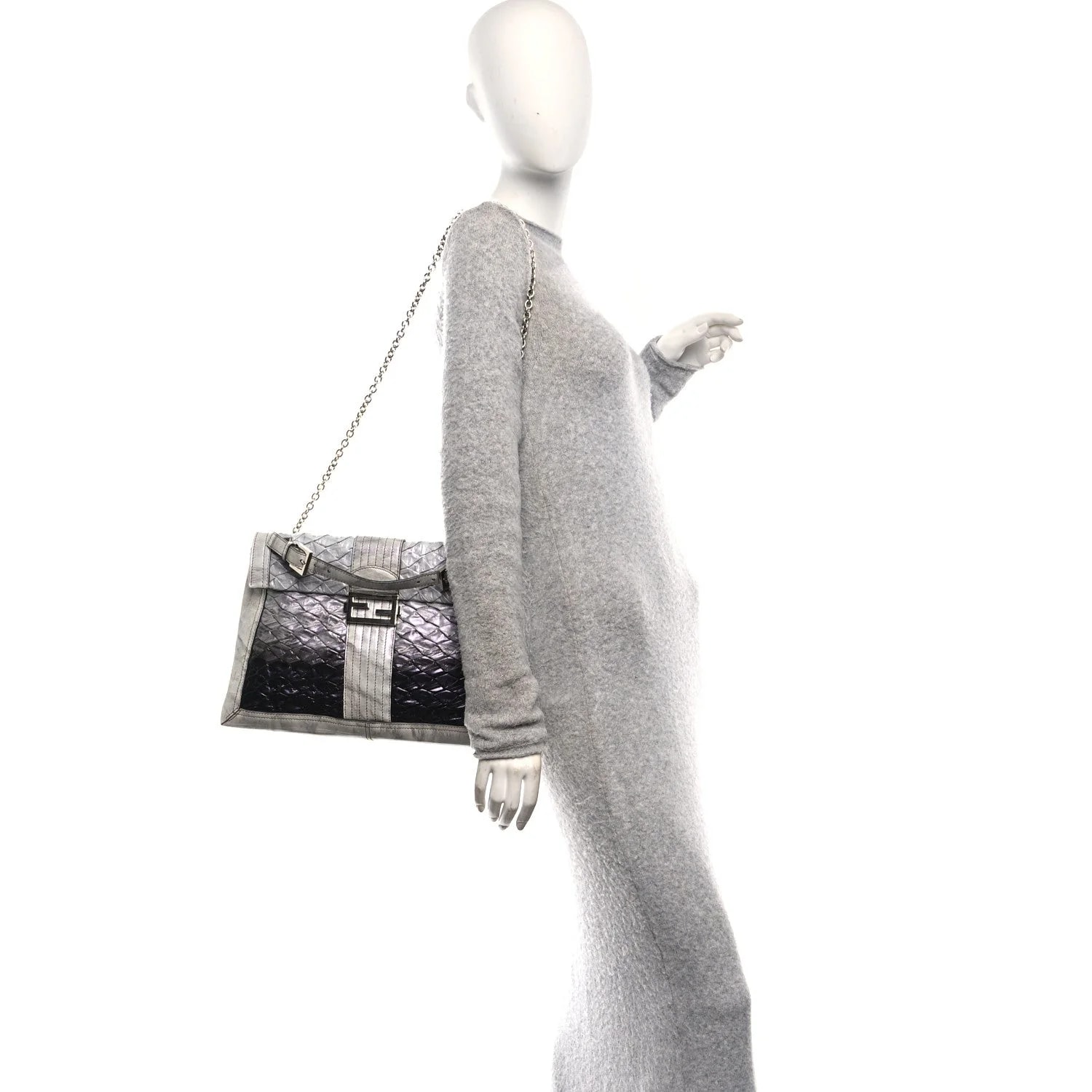 Iridescent Eelskin Maxi Chain Baguette 2