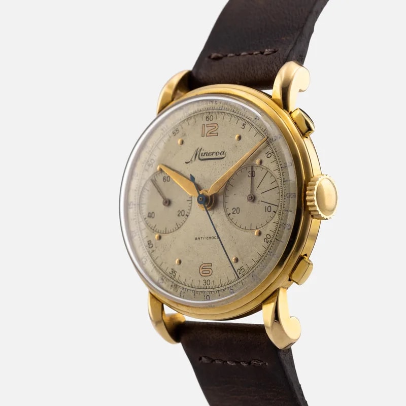Minerva 18k Gold Chronograph 15014-18 2