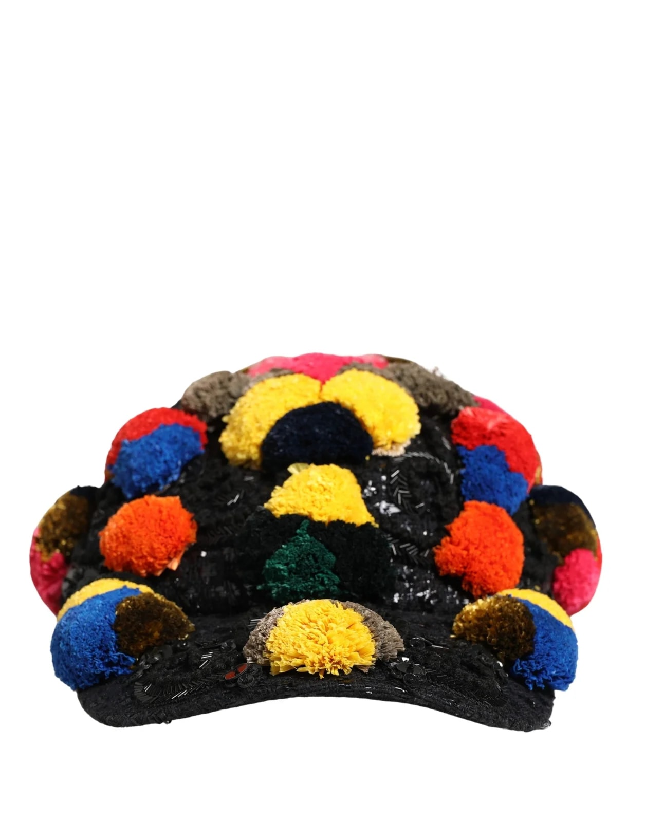 Dolce & Gabbana — Dolce & Gabbana Pom Poms Sequin Embellishment Hat — Accessory — resale