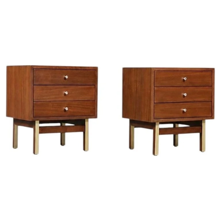American of Martinsville — Newly Refinished - Pair of Mid Century Modern 3-Drawer Night Stands — Furniture — resale